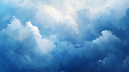 Fototapeta premium Clear skies filled with white clouds, offering a sense of calm and peacefulness under a bright sun.