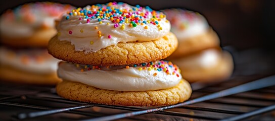 Professional images of sugary cookies frosted and sprinkled in vibrant colors to entice viewers