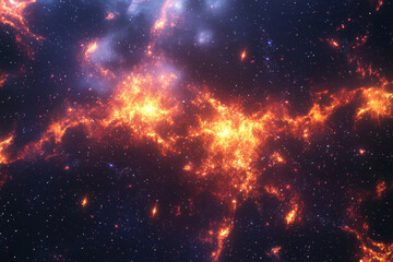 Fototapeta premium A celestial explosion of golden gas clouds forming a radiant nebula