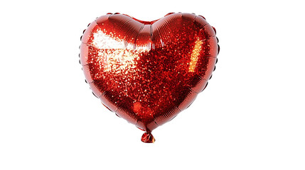 A heart-shaped balloon with a glittery finish, isolated on white background in HD