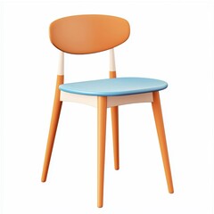 Fototapeta premium Scandinavian-style dining chair, isolated on a white background