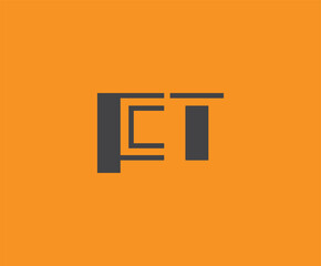 Bold black lettering 'FT' with geometric elements on a vivid orange background, ideal for branding, design, or modern creative projects.