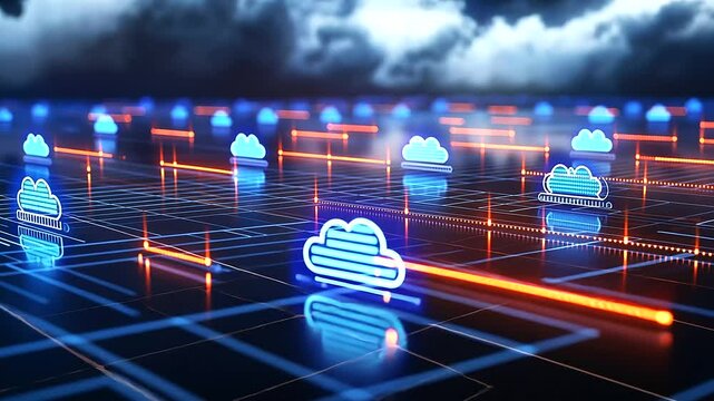 A sleek D-rendered diagram of cloud containers and serverless functions, demonstrating efficient cost utilization through real-time scaling and adaptive pricing.