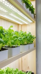 Fototapeta premium Indoor hydroponic garden with led lighting for efficient urban farming and sustainable living