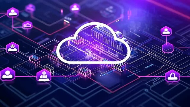 A cybernetic-themed cloud computing architecture map, emphasizing real-time monitoring, billing transparency, and AI-enhanced resource utilization for cost savings.