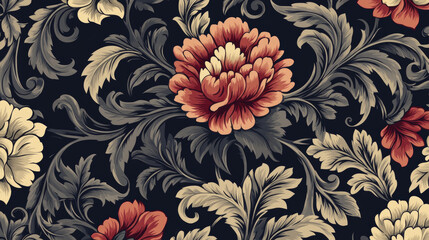 Vintage floral design elements in damask style. Vector version also available in gallery