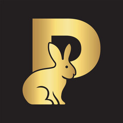 Obraz premium Initial Rabbit Logo Combine With Letter P Vector Template