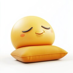 Fototapeta premium sleepy emoji with a tiny pillow, isolated on white