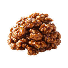 Caramel Pecan Clusters Pile of Cara Nuts Isolated on Transparent Background