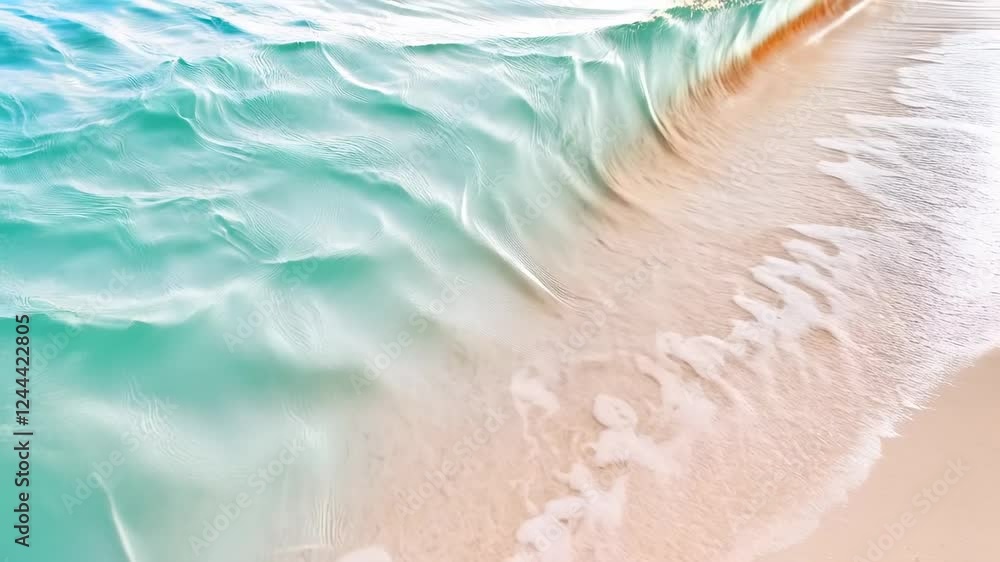 Aufkleber crystal clear turquoise water forms gentle waves that caress a pristine pink sand beach, creating a 