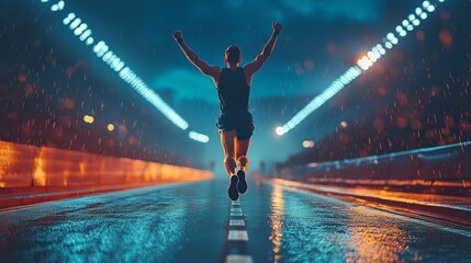Runner Crossing Finish Line in a Powerful Moment of Victory