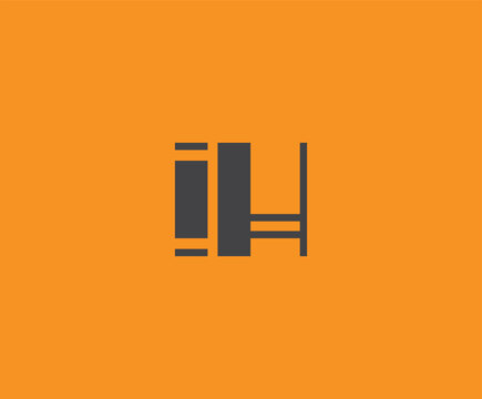 Bold black lettering 'IH' with geometric elements on a vivid orange background, ideal for branding, design, or modern creative projects.