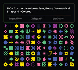 Abstract Neo-Brutalism Retro Geometric Shapes Collection in Vibrant Colors for Modern Projects