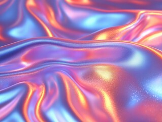 Obraz premium A close-up of iridescent fabric with flowing, colorful waves.