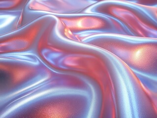 A smooth, iridescent fabric with flowing textures and soft colors.