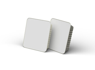 3d rendered image of a big square food foil tray isolated on a light background