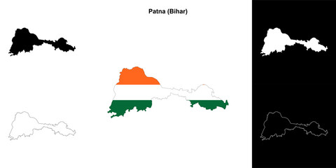 Patna district (Bihar) blank outline map set