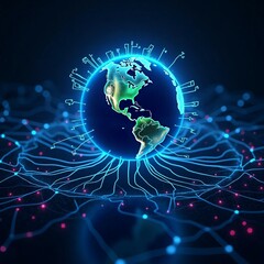 Fototapeta premium Global Network Connections earth