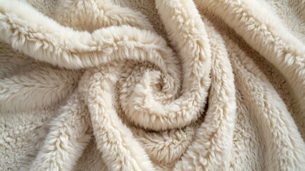 Close-up of a soft wool blanket with gentle folds, offering a sense of warmth and tactile comfort.