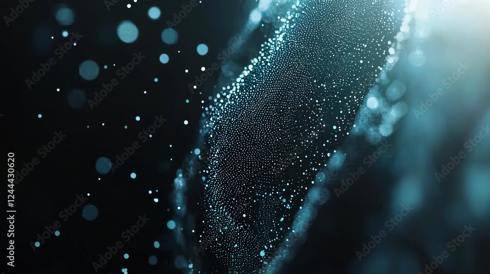 Poster technology digital wave background concept. beautiful motion with waving dots texture, featuring glo