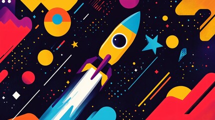 background with space rocket