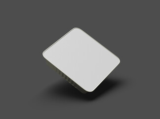 3d rendered image of a big square food foil tray isolated on a dark background