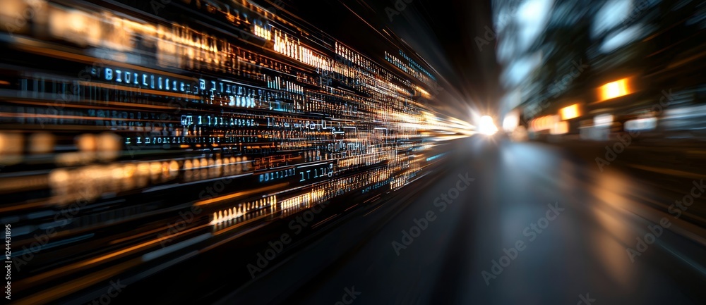 Poster abstract high-speed technological view of web development with motion blur