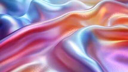Obraz premium Colorful, flowing fabric with iridescent sheen creating a vibrant texture.