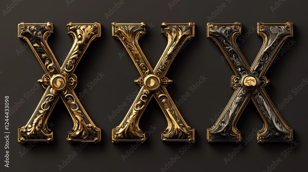 Fototapete set of alphabet symbols and elements of letter x. jpeg version also available in gallery