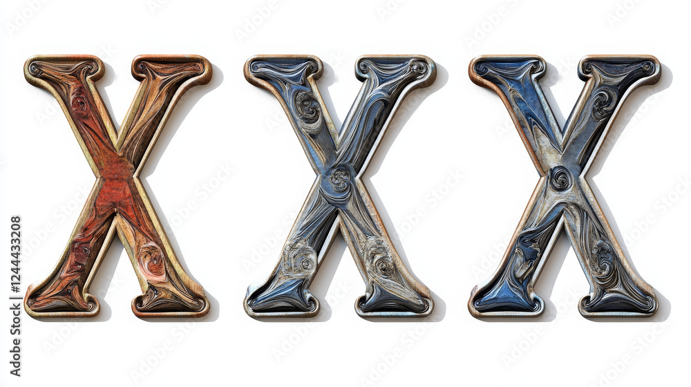 Fototapete set of alphabet symbols and elements of letter x. jpeg version also available in gallery