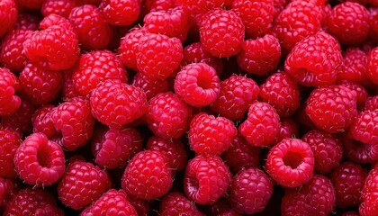Fresh raspberries gathered in a vibrant display at a local market