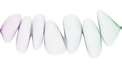 Vector curvy abstract line art wavy flowing dynamic blue purple red and white background in concept music or sound, wave, wind, information flow