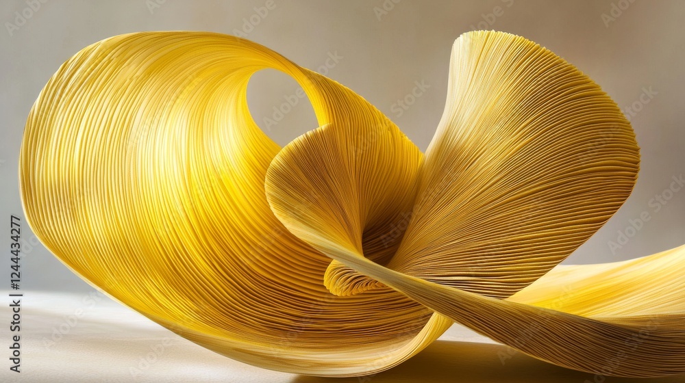 Poster an abstract folded paper design featuring a bright yellow background and a maze structure made of pa