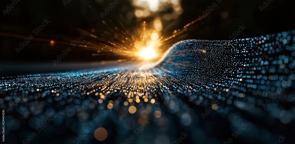 Poster neural network 3d illustration. big data and cybersecurity. data stream. global database and stock. 