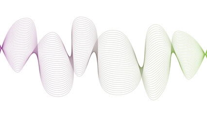  Vector curvy abstract line art wavy flowing dynamic green purple white background in concept music or sound, wave, wind, information flow