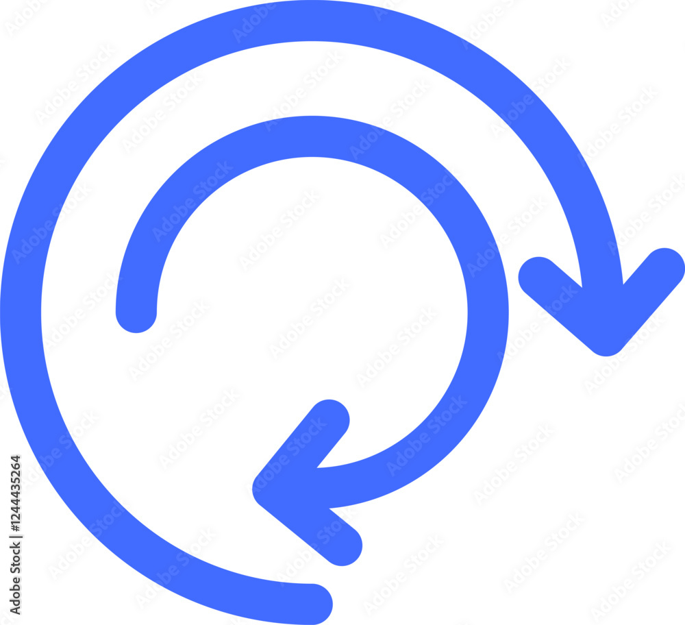 Poster double circular arrow rotating clockwise, creating a dynamic symbol of process, continuity, and infi