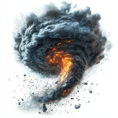 Fototapeta premium violent cyclone with dark clouds spinning isolated on white