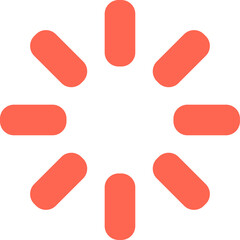 Circular buffering symbol featuring eight rounded shapes rotating, representing an ongoing operation or waiting process, commonly seen in digital interfaces and applications