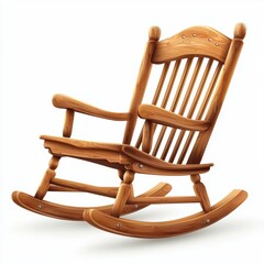 wooden rocking chair, isolated on a white background