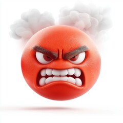 n angry red-faced emoji with steam, isolated on white