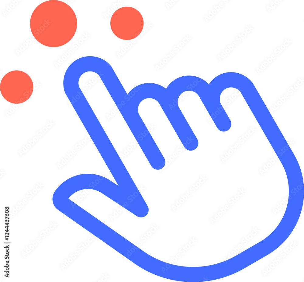 Poster cartoon hand cursor is clicking or touching floating clickable elements, great for illustrating conc