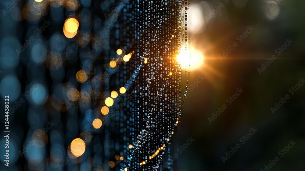 Poster data technology background with big data visualization, showcasing the flow of information code in a