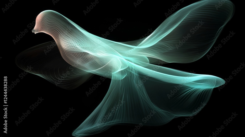 Poster digital background features big data visualization through analytics representation, depicted as a w