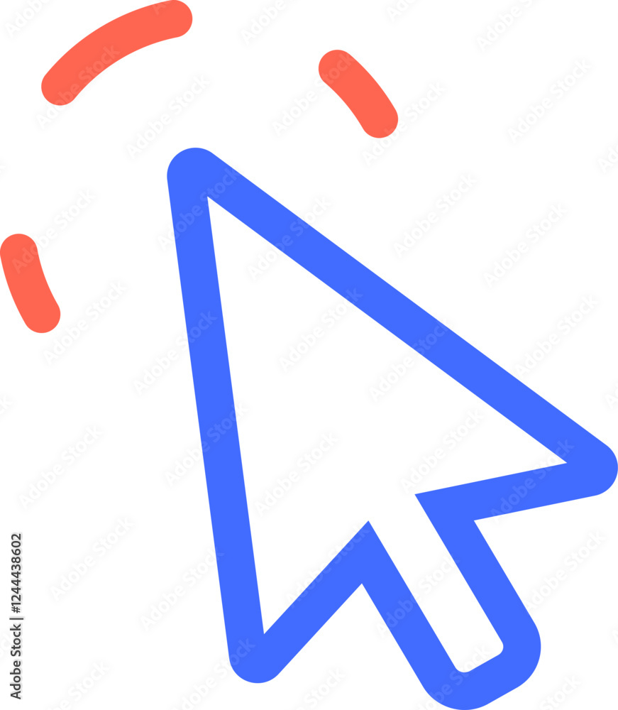 Poster blue mouse arrow cursor clicking with red connection lines, representing internet connectivity and u