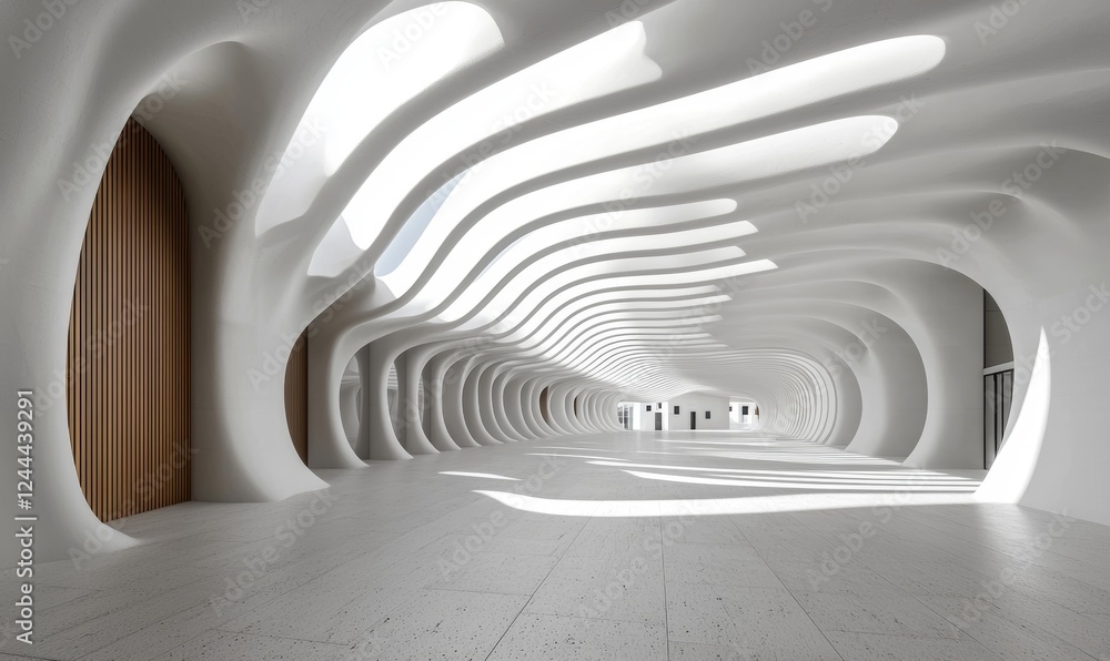 Poster background: abstract architecture with a white circular building