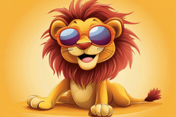 Fototapeta premium Cute Lion Kid in a Colorful, Joyful Setting