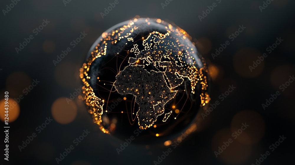 Poster global network concept. world map point. global network planet earth. 3d rendering