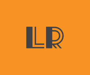 Bold black lettering 'LR' with geometric elements on a vivid orange background, ideal for branding, design, or modern creative projects.