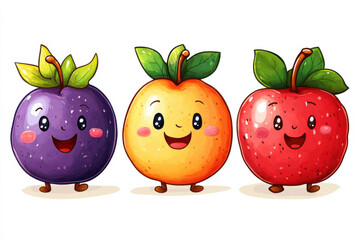 Cute Bunch of Mixed Fruits in a Happy Pose