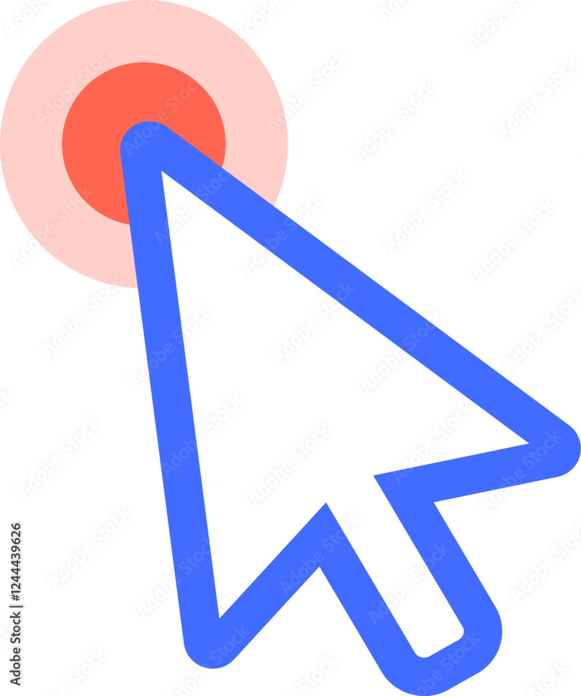 Poster mouse cursor clicking on a target button, concept of using computer mouse, clicking, selecting, choo